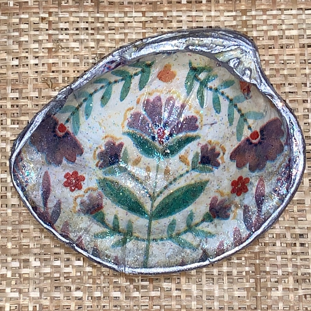 Floral Designed Decoupage Trinket Dish